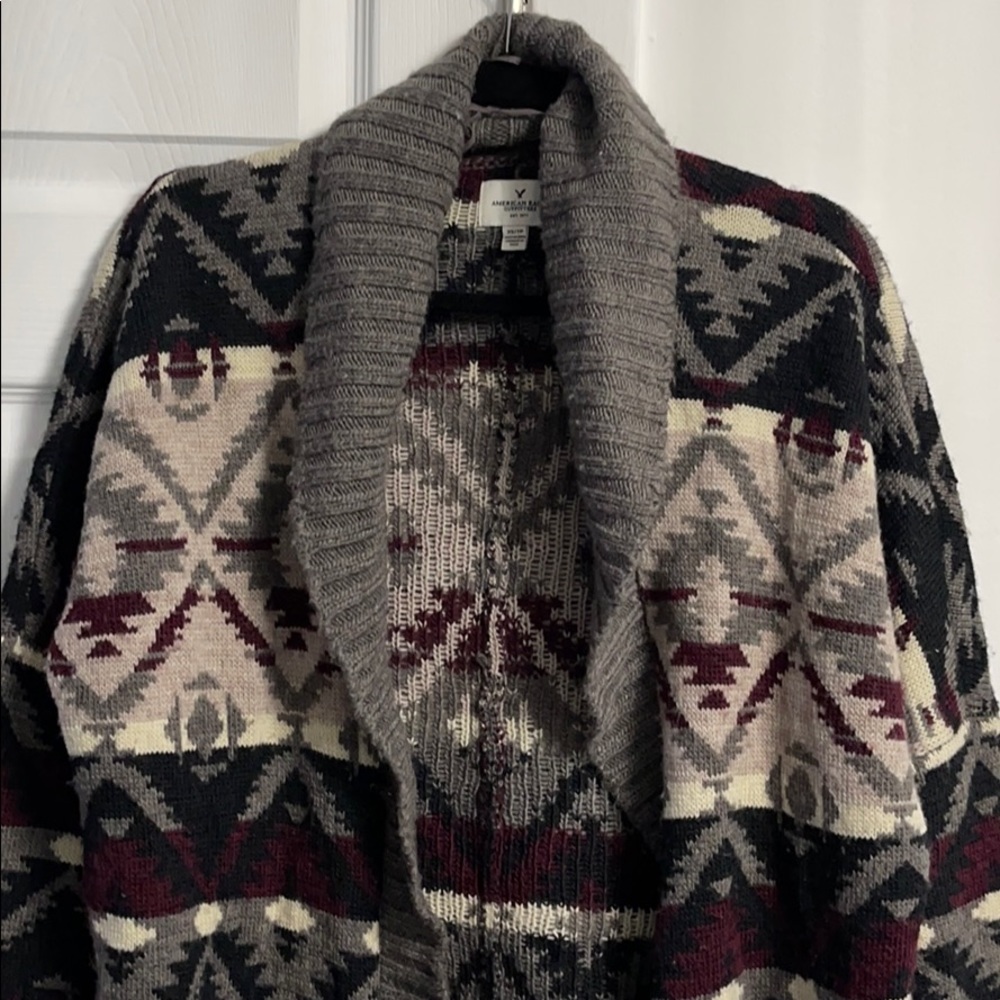 AMERICAN EAGLE Cardigan Cable Knit Collar